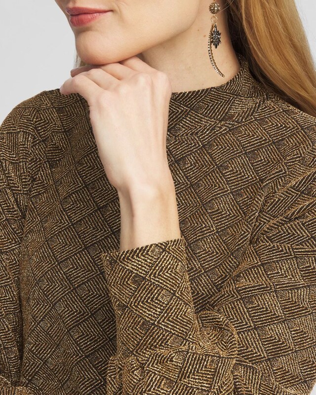 Textured Gold Mock-Neck Top - image 4